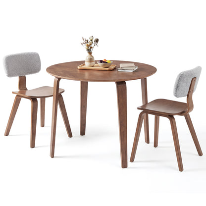 3 Piece Dining Table Set with 2 Padded Dining Chairs and Rubber Wood Table-Natural