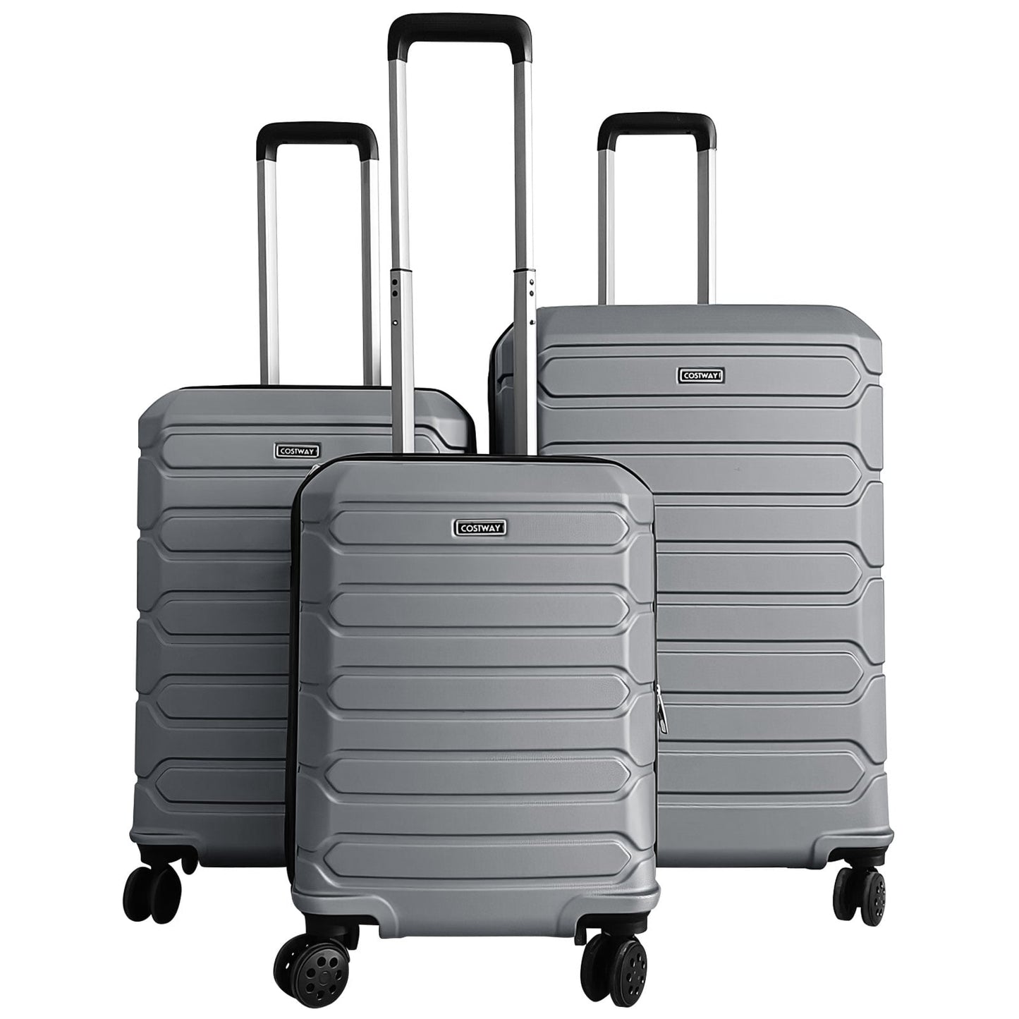3-Piece Hardside Luggage Set Lightweight Hardside Suitcases with 8-Spinner Wheels-Black