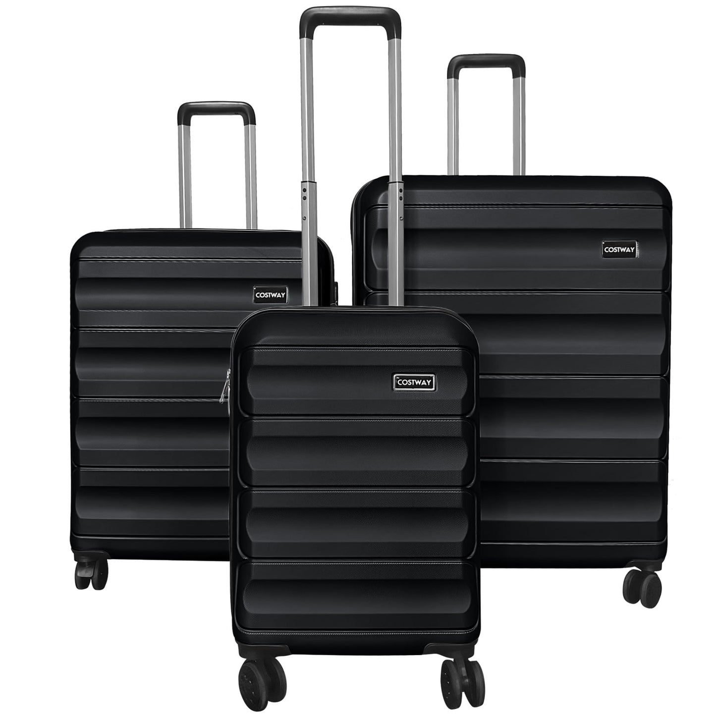 3-Piece Hardside Luggage Set 20/24/28 Inch Lightweight Hardside Suitcases-Black
