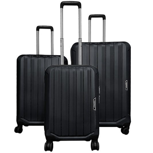 3-Piece Hardside Luggage Set (20/24/28 Inch) Lightweight with 3-Digital Lock-Black