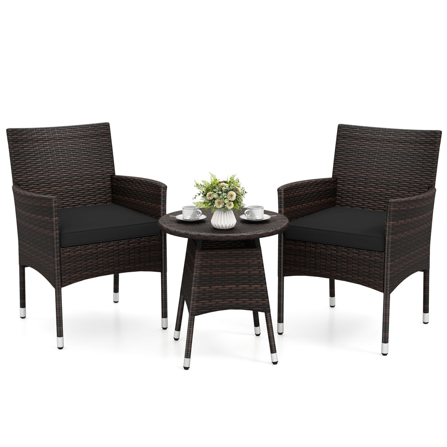 3 Piece Patio Furniture Set Outside Bistro Set for Porch-Beige