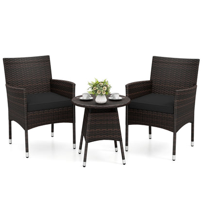 3 Piece Patio Furniture Set Outside Bistro Set for Porch-Beige