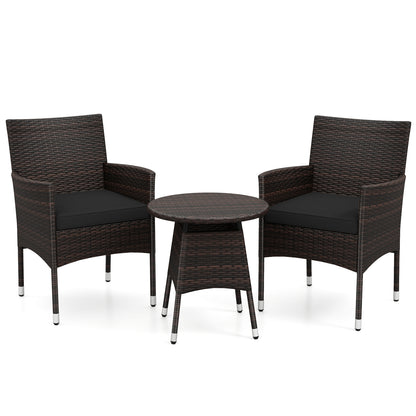3 Piece Patio Furniture Set Outside Bistro Set for Porch-Beige