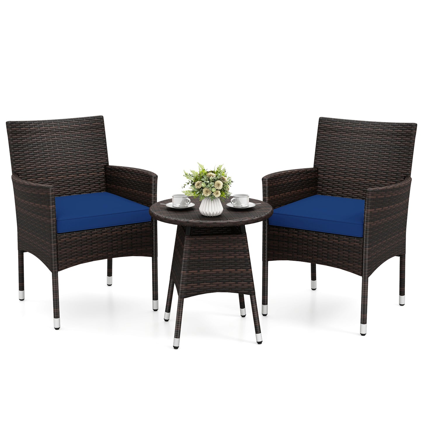 3 Piece Patio Furniture Set Outside Bistro Set for Porch-Beige