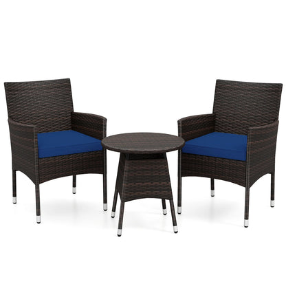 3 Piece Patio Furniture Set Outside Bistro Set for Porch-Beige