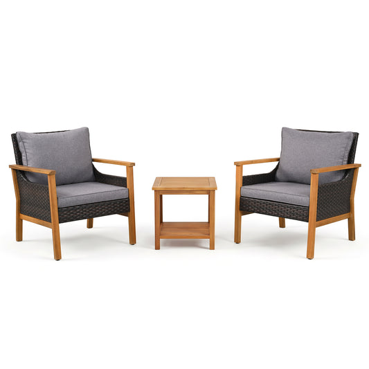 3 Piece Patio Furniture Set-Gray