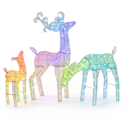 Three RGB lighted Christmas deer family set with app control, festive holiday decor for Christmas celebrations.