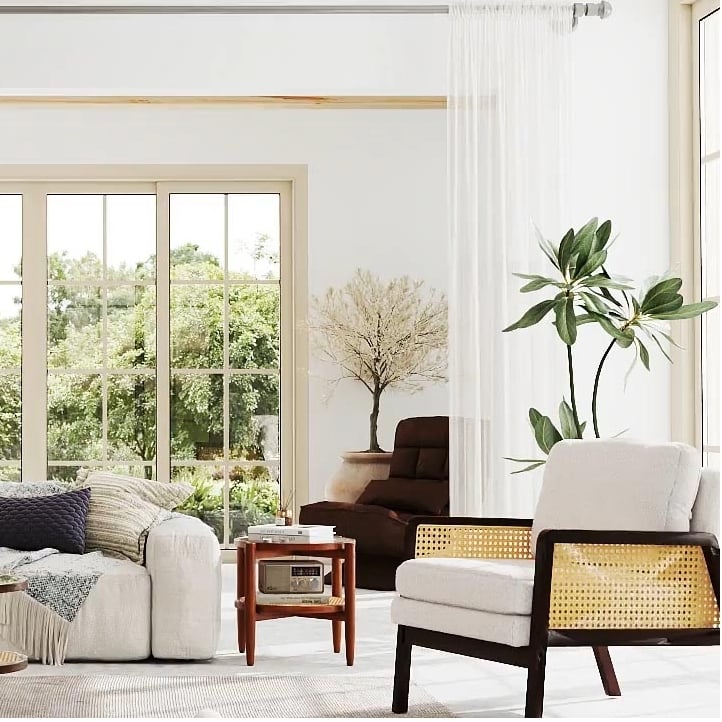 3-Piece Rattan Living Room Furniture Set with Tempered Glass Tabletop and Accent Chair