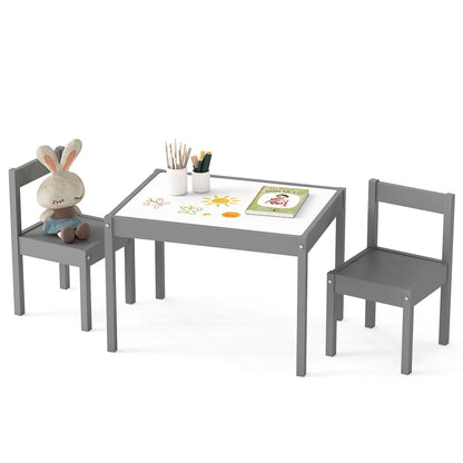 3-Piece Toddler Activity Table Set with Solid Rubber Wood Frame-Brown