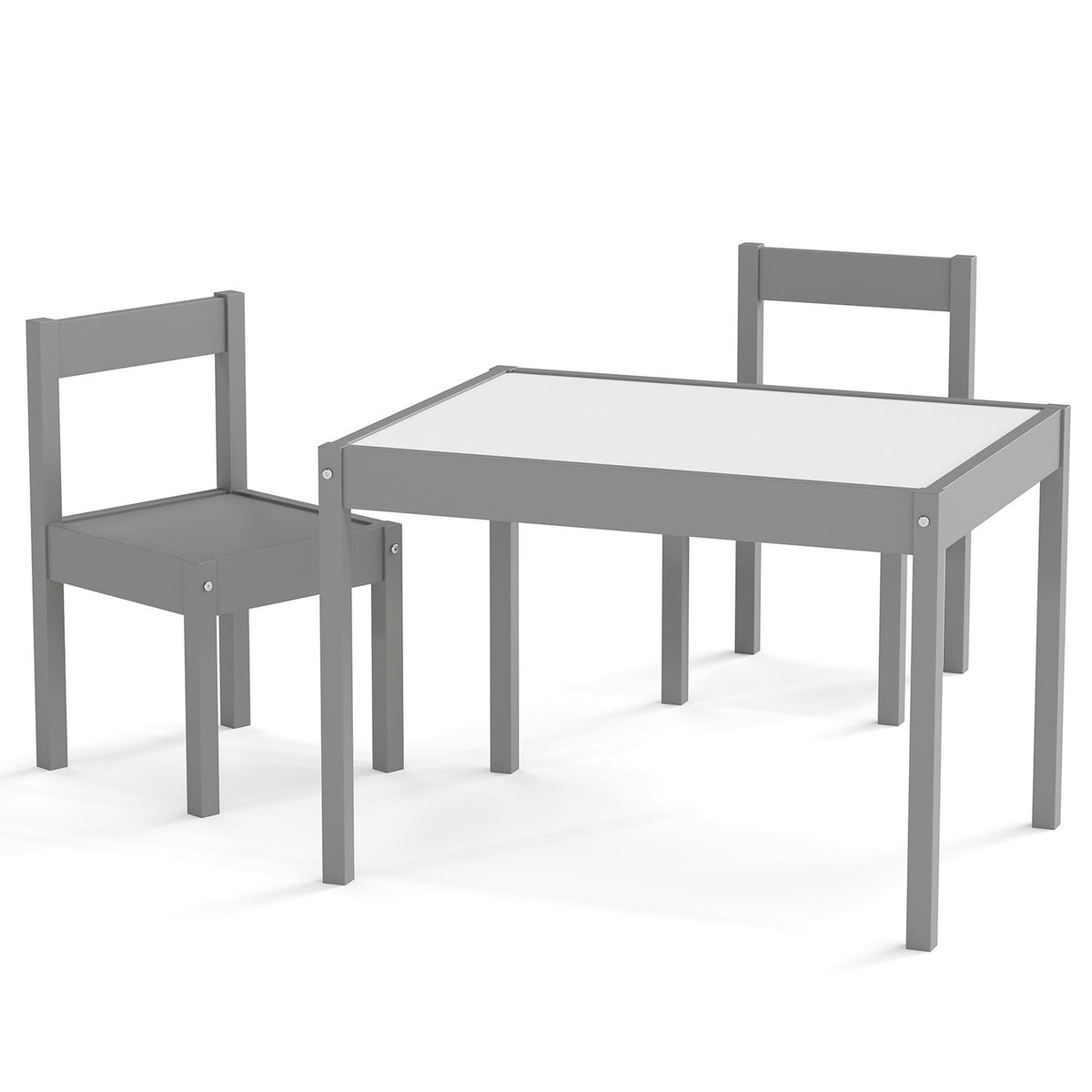 3-Piece Toddler Activity Table Set with Solid Rubber Wood Frame-Brown