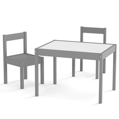 3-Piece Toddler Activity Table Set with Solid Rubber Wood Frame-Brown