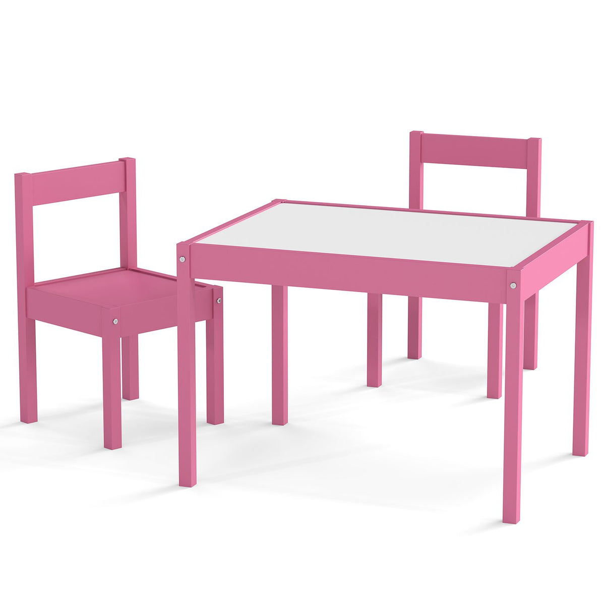 3-Piece Toddler Activity Table Set with Solid Rubber Wood Frame-Brown