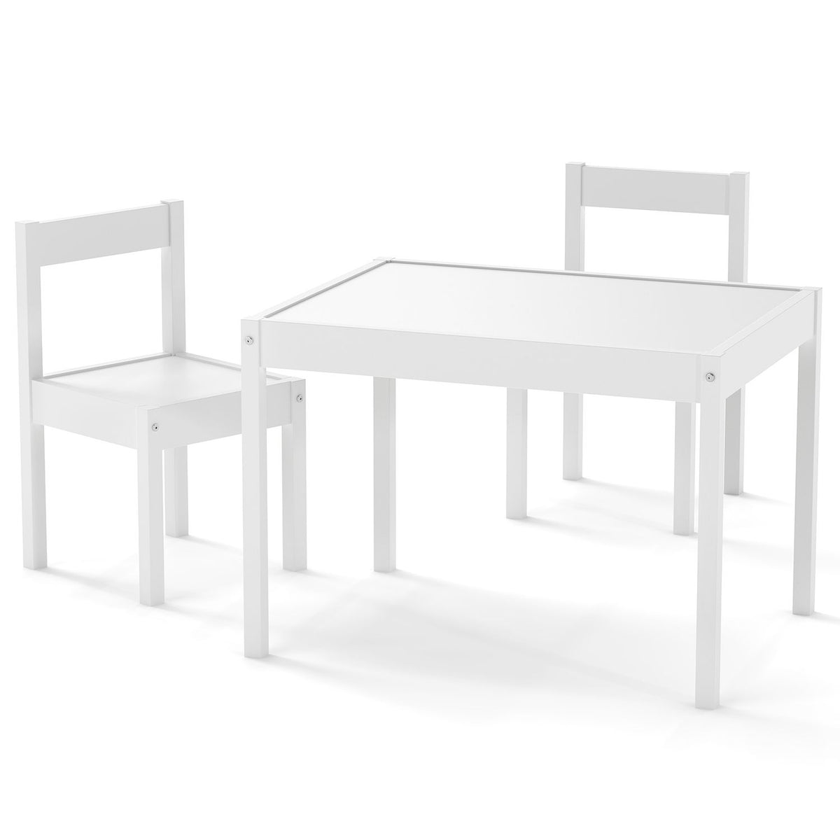 3-Piece Toddler Activity Table Set with Solid Rubber Wood Frame-Brown
