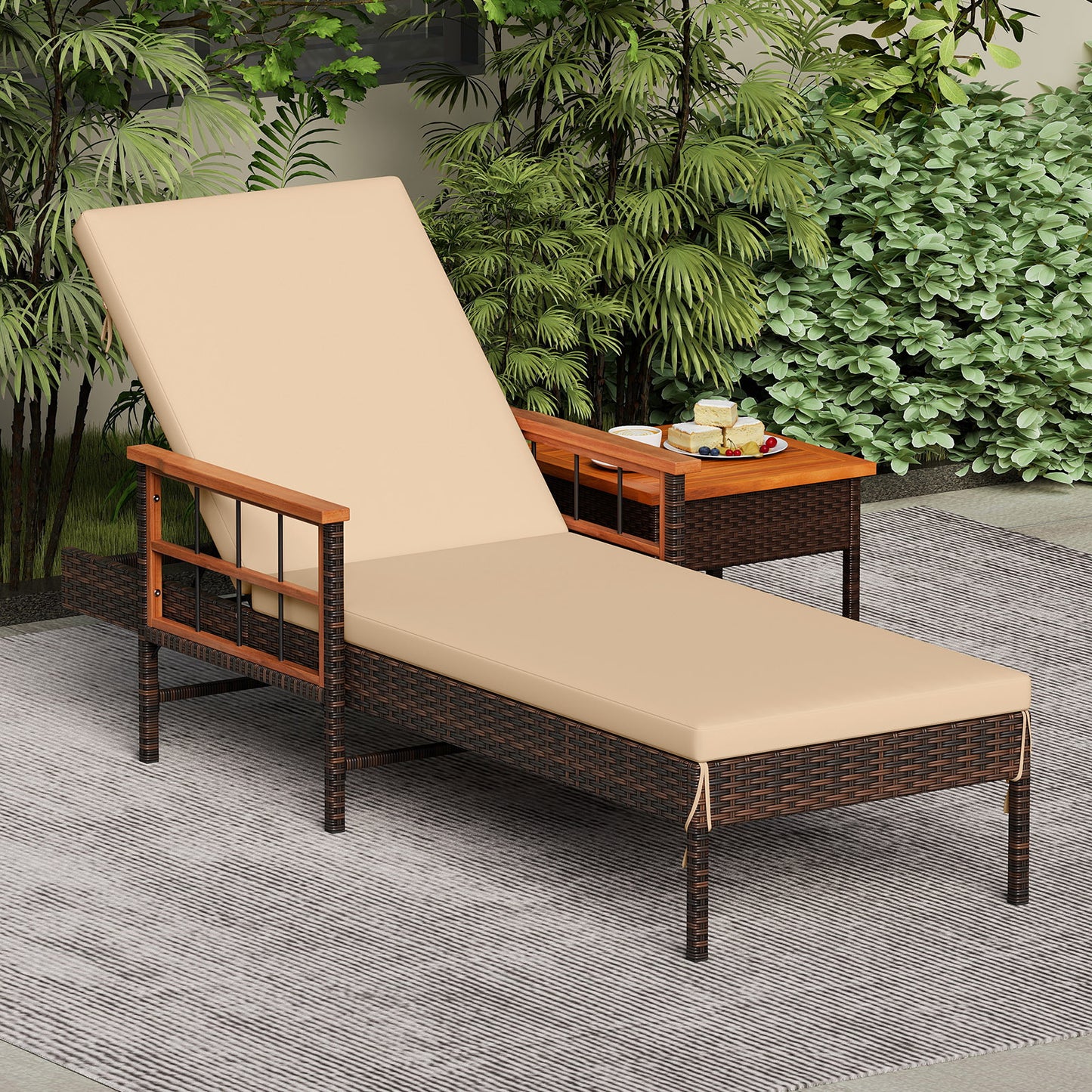 3 Pieces Patio Chaise Lounge Set for Poolside Backyard Porch