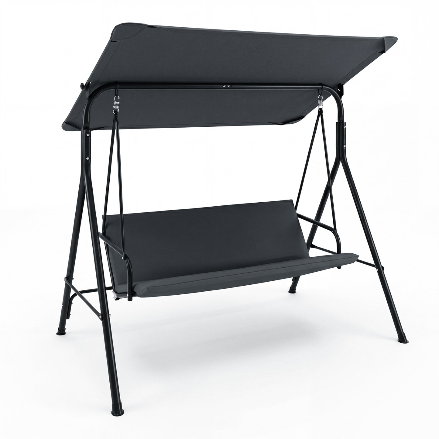 3-Seat Patio Swing Chair with Adjustable Canopy & Removable Cushion-Beige