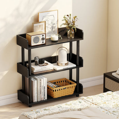 3-Tier Bookshelf with Anti-Tipping Kit and Industrial Storage Unit for Living Room-Black