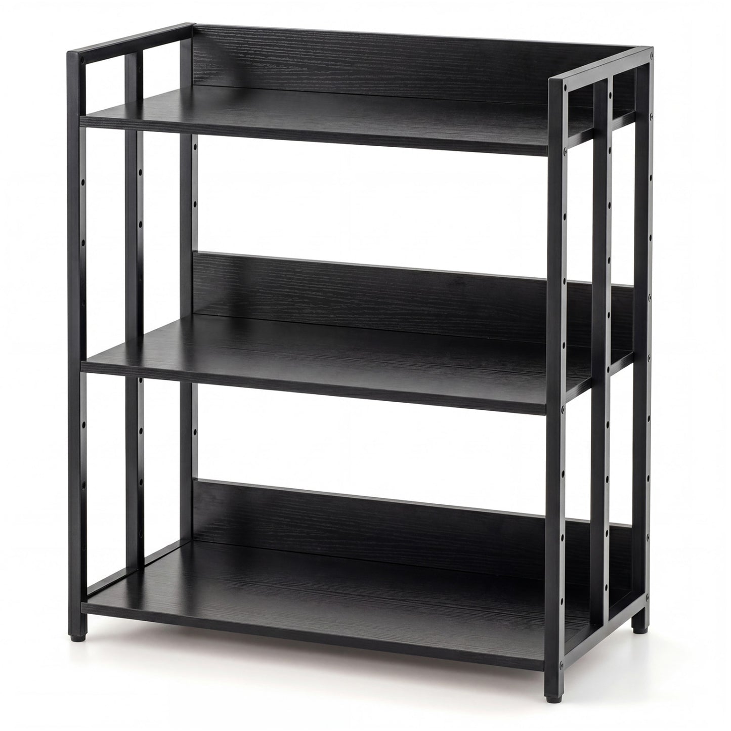 3-Tier Corner Bookshelf with Adjustable Shelves and Anti-Toppling Device for Study-Black