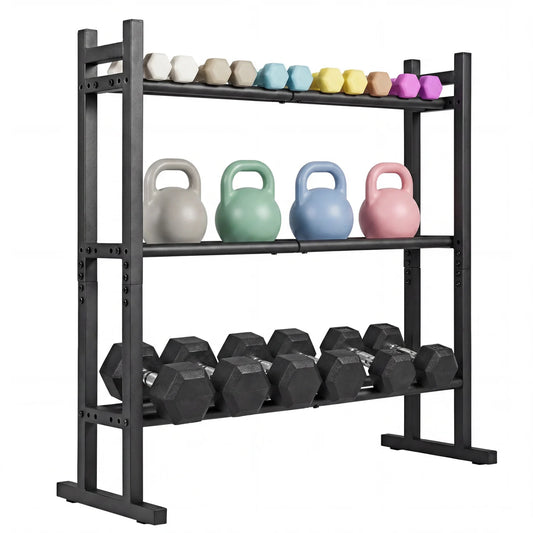 3-Tier Dumbbell Rack 529LB Capacity Heavy-Duty Adjustable Weight Rack Stand-Black