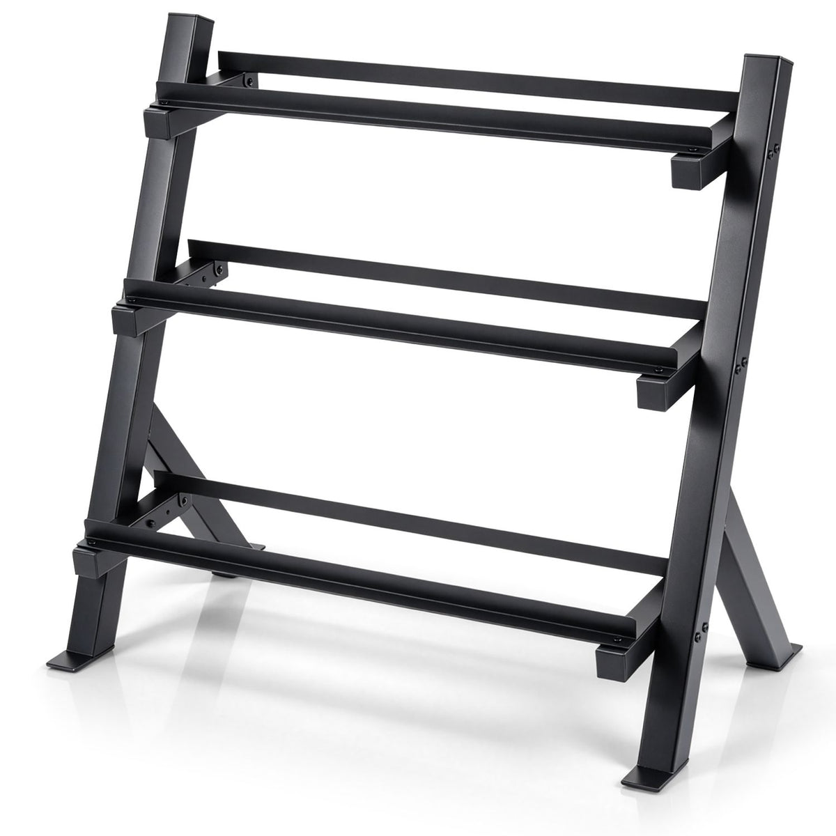 3-Tier Dumbbell Rack with Adjustable Bracket Spacing for Gym-Black