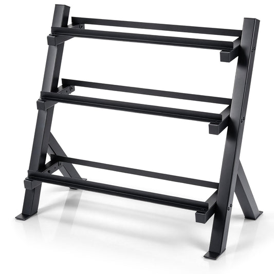 3-Tier Dumbbell Rack with Adjustable Bracket Spacing for Gym-Black