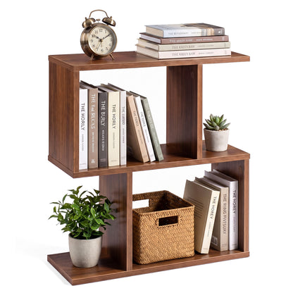 3-Tier Geometric Bookshelf Freestanding Display Shelf Side Table Set of 2-Black