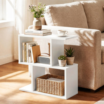 3-Tier Geometric Bookshelf Freestanding Display Shelf Side Table Set of 2-Black
