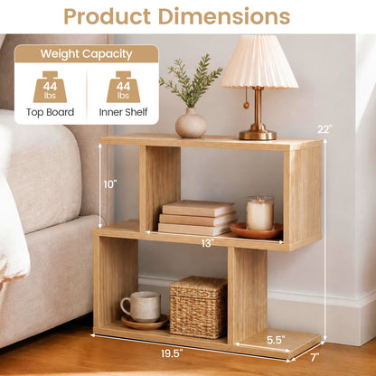 3-Tier Geometric Bookshelf Freestanding Display Shelf Side Table Set of 2-Black