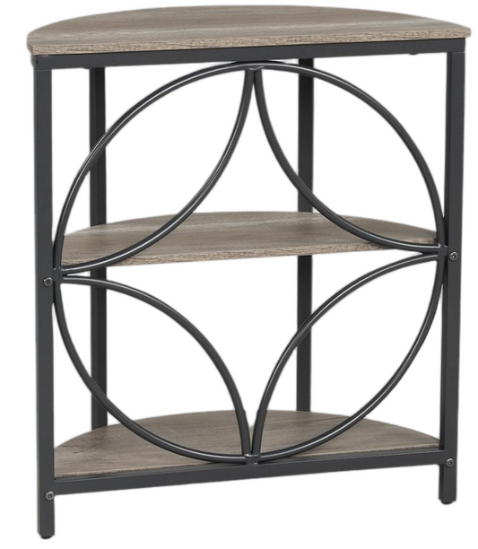3-Tier Half Round End Table with Study Metal Frame for Living Room-Gray