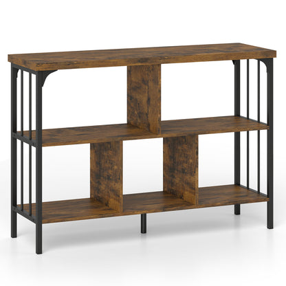 3-Tier Horizontal Cubby Bookshelf with Open Shelves-Black