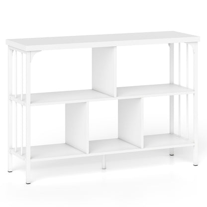 3-Tier Horizontal Cubby Bookshelf with Open Shelves-Black