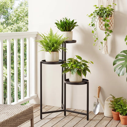 3-Tier Metal Plant Stand Indoor Outdoor Tall Corner Flower Pot Holder Display Rack