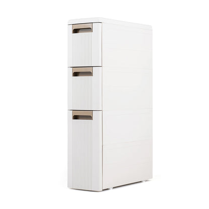 3-Tier Narrow Storage Cabinet  Slim Rolling Cart with 3 Drawers and 2 Removable Dividers-S