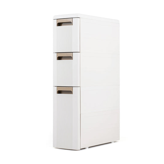 3-Tier Narrow Storage Cabinet  Slim Rolling Cart with 3 Drawers and 2 Removable Dividers-S