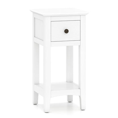 3-Tier Nightstand with Drawer and Open Storage Shelf-Natural