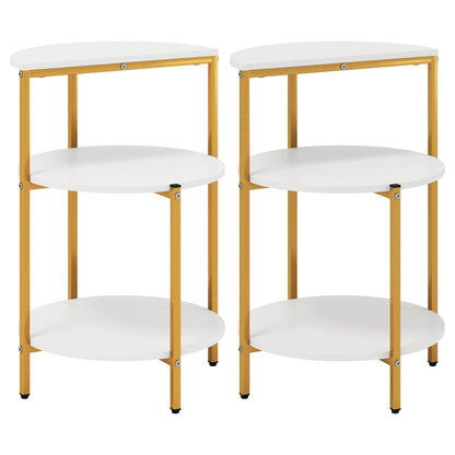 3-Tier Round End Table for Small Space and Bedroom Room-Set of 2