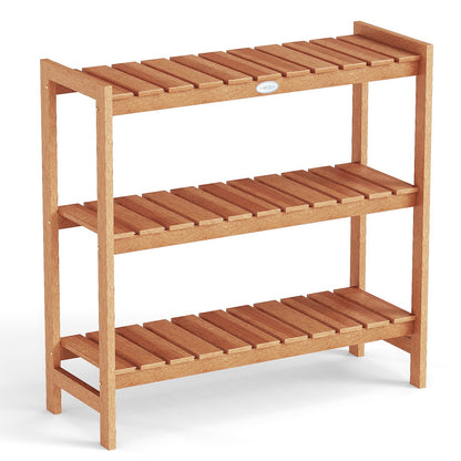 3-Tier Solid Wood Plant Stand with Slatted Shelves