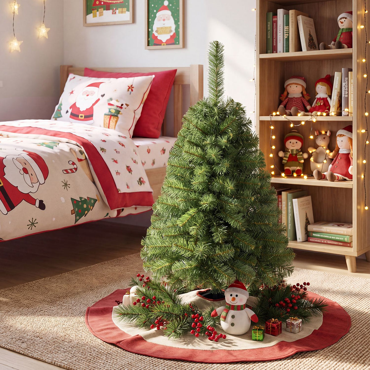 3 ft Pre-Lit Artificial Mini Christmas Tree with 100 Warm White LED Lights