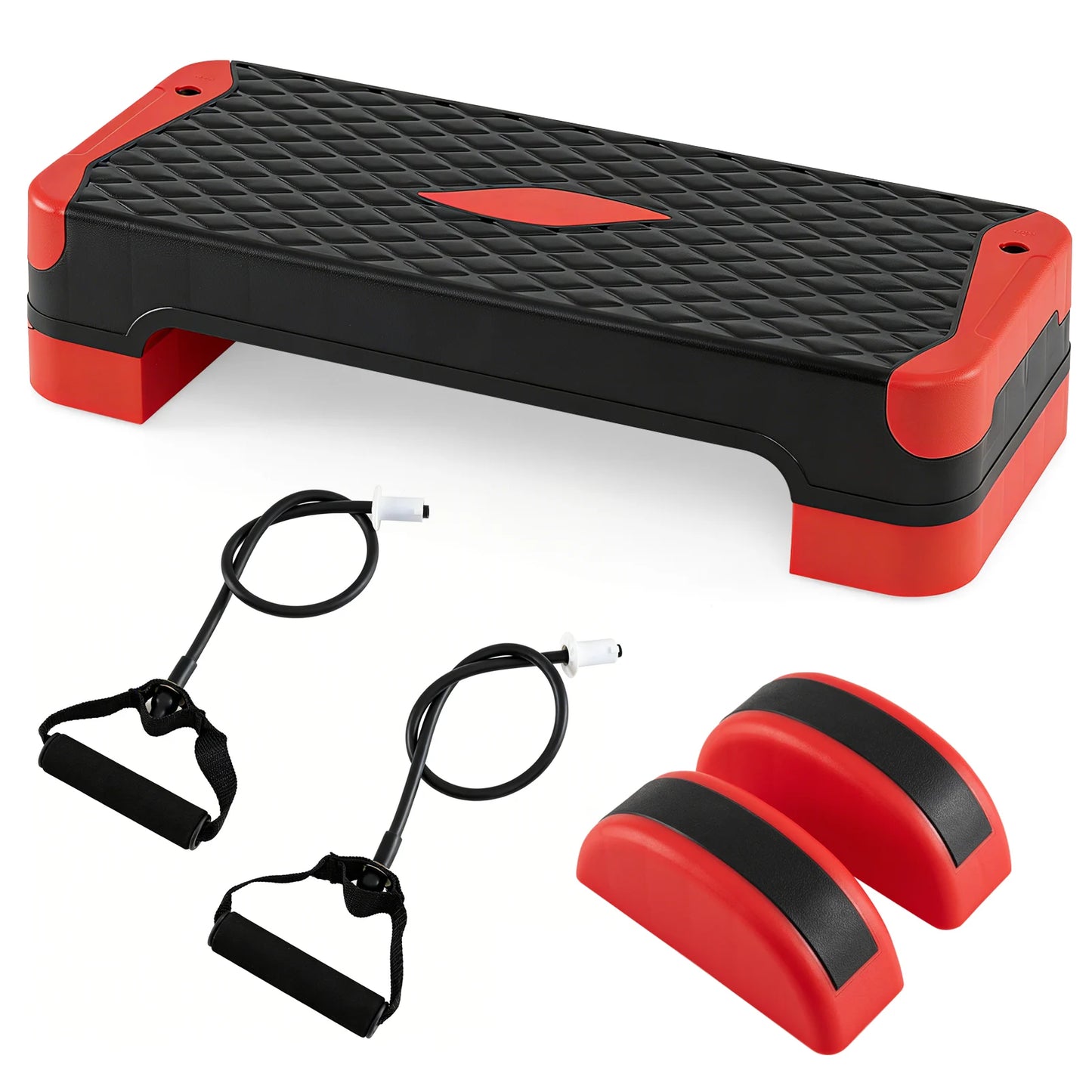 3-in-1 Aerobic Step Platform Set with 2 Stackable Risers and Balance Trainers for Home-Blue