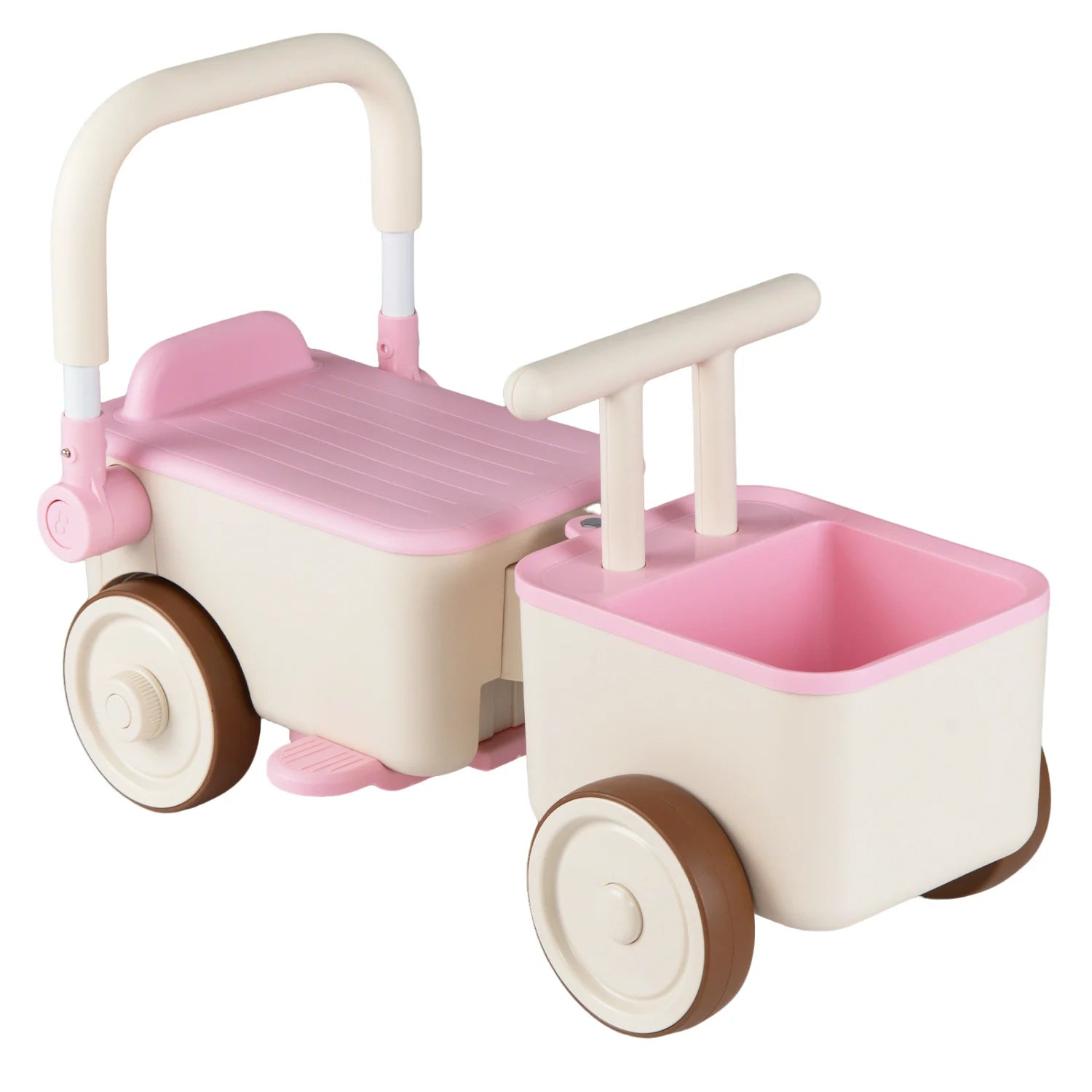 Blue 3-in-1 kids ride-on push car with rope handle and storage basket, perfect for toddlers to push and ride.