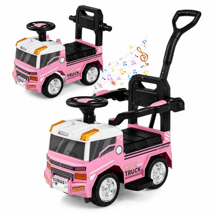 3-in-1 Kids Ride On Push Car for Toddlers 3 to 5 Years Old with Music-Gray