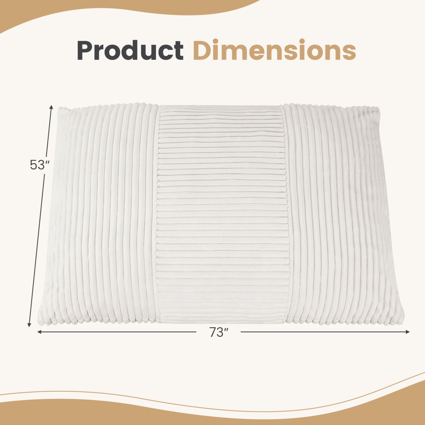 3-in-1 Large Bean Bag Chair with Comfy Corduroy Fabric-Beige