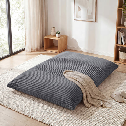 3-in-1 Large Bean Bag Chair with Comfy Corduroy Fabric-Beige