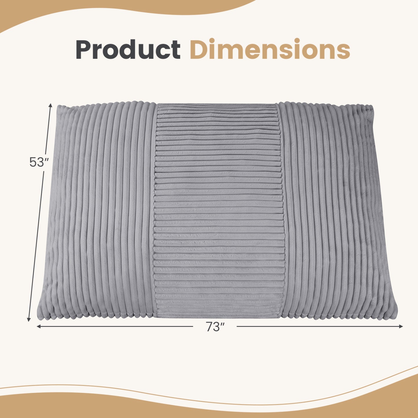 3-in-1 Large Bean Bag Chair with Comfy Corduroy Fabric-Beige