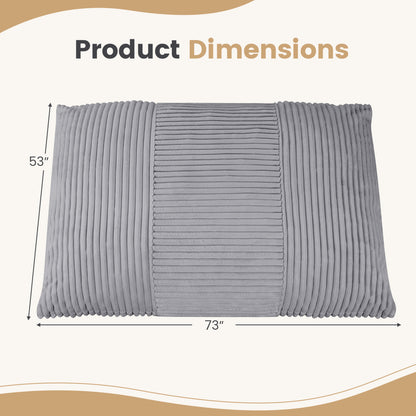 3-in-1 Large Bean Bag Chair with Comfy Corduroy Fabric-Beige