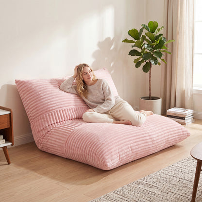 3-in-1 Large Bean Bag Chair with Comfy Corduroy Fabric-Beige