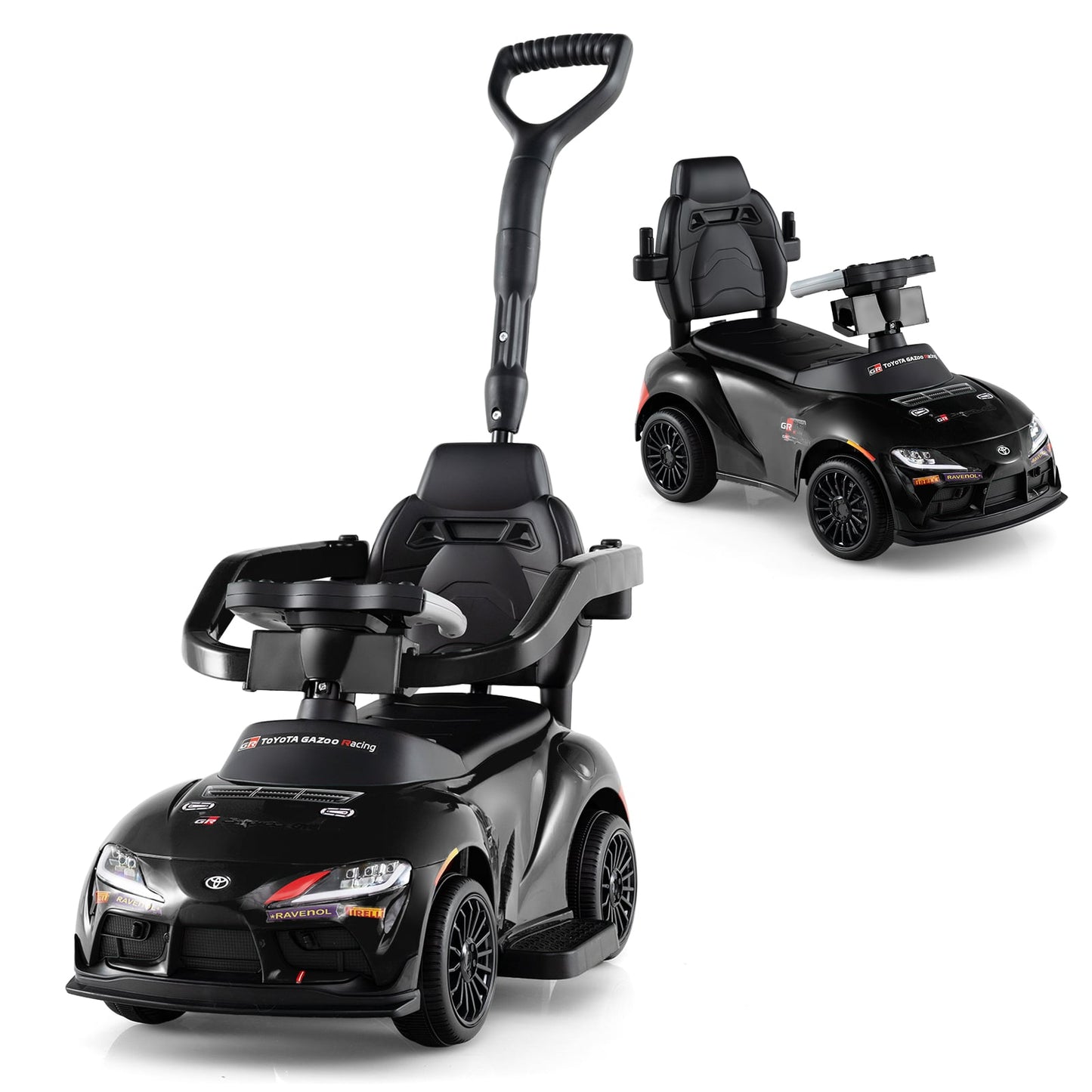 3-in-1 Toyota Licensed Foot-to-Floor Stroller Sliding Walking Toy-Black