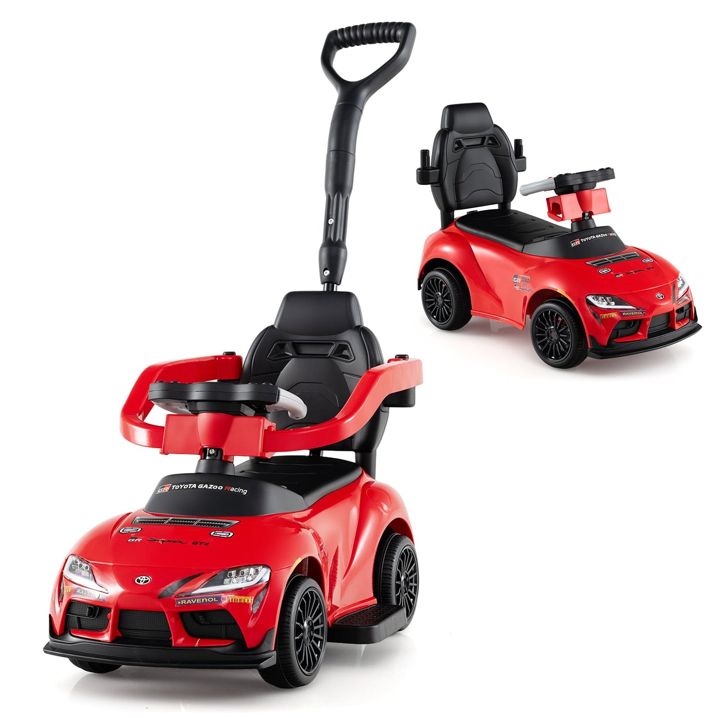 3-in-1 Toyota Licensed Foot-to-Floor Stroller Sliding Walking Toy-Black