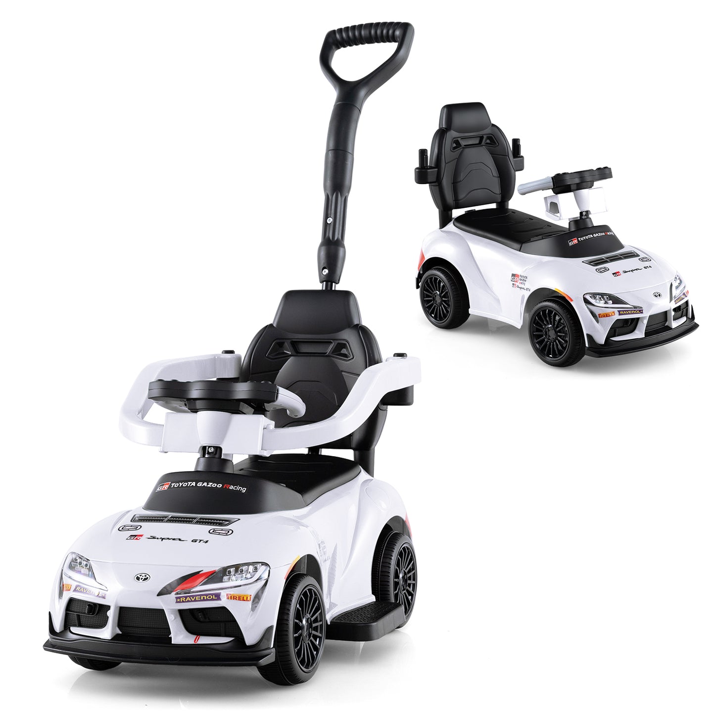 3-in-1 Toyota Licensed Foot-to-Floor Stroller Sliding Walking Toy-Black