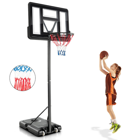 4.25-10 Feet Adjustable Basketball Hoop System with 44 Inch Backboard-A