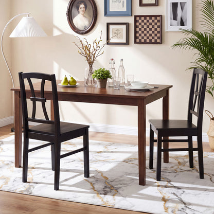 400 lbs Capacity Dining Chair Set of 2 with Cross Backrest and Rubber Wood Frame-Black